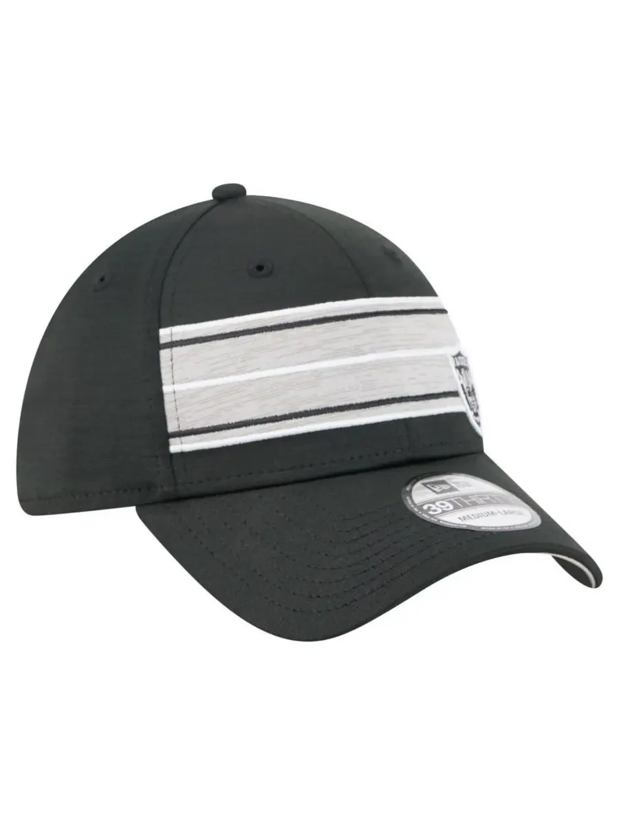 New Era Мужская черная кепка Las Vegas Raiders Stripes 39THIRTY Flex Hat — изображение 2 из 4, черный