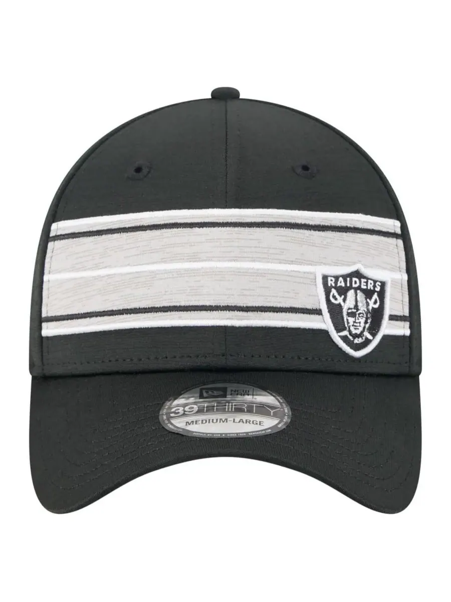 New Era Мужская черная кепка Las Vegas Raiders Stripes 39THIRTY Flex Hat — изображение 3 из 4, черный