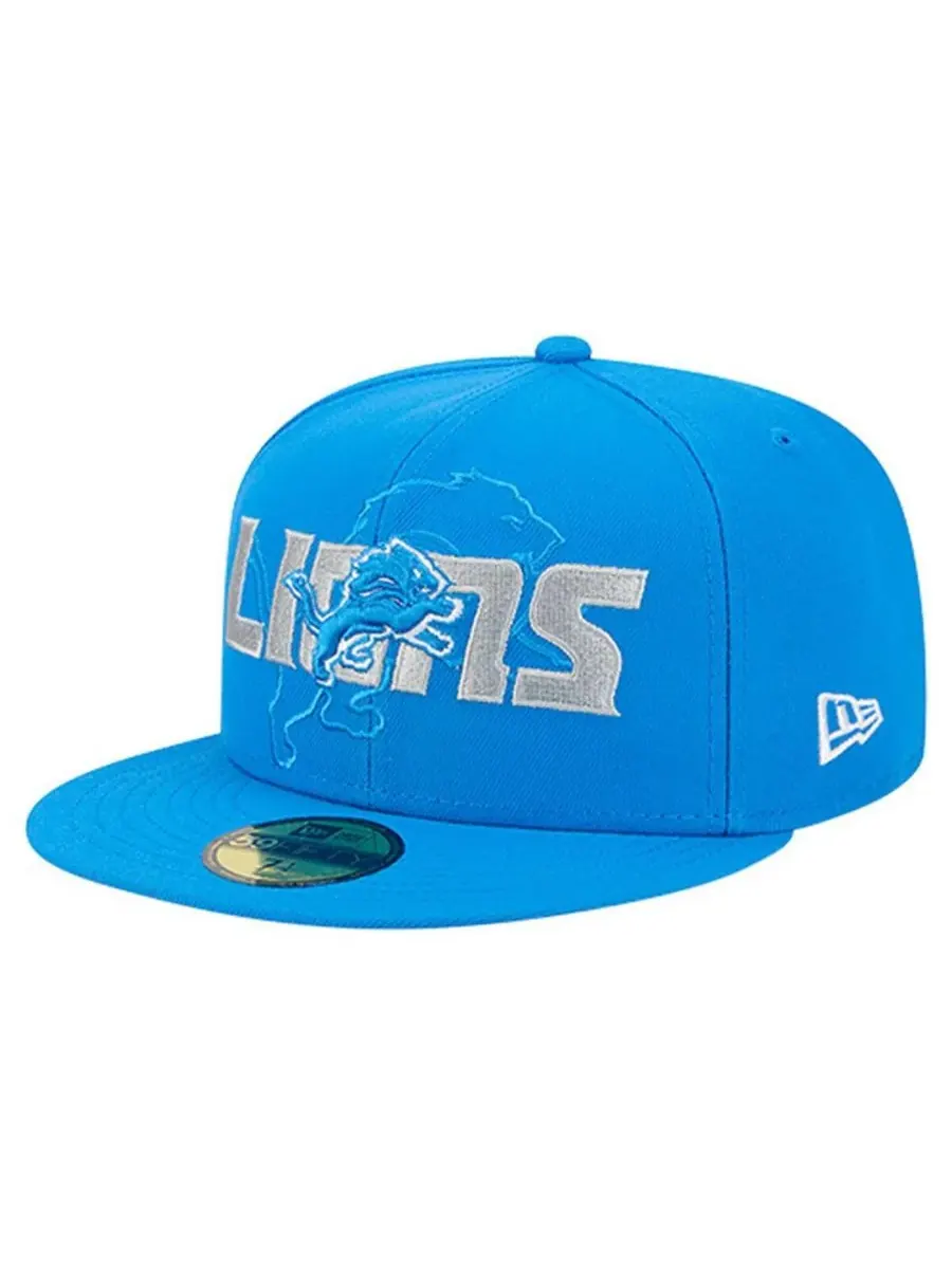 New Era Мужская синяя бейсболка Detroit Lions с накладным логотипом 59FIFTY