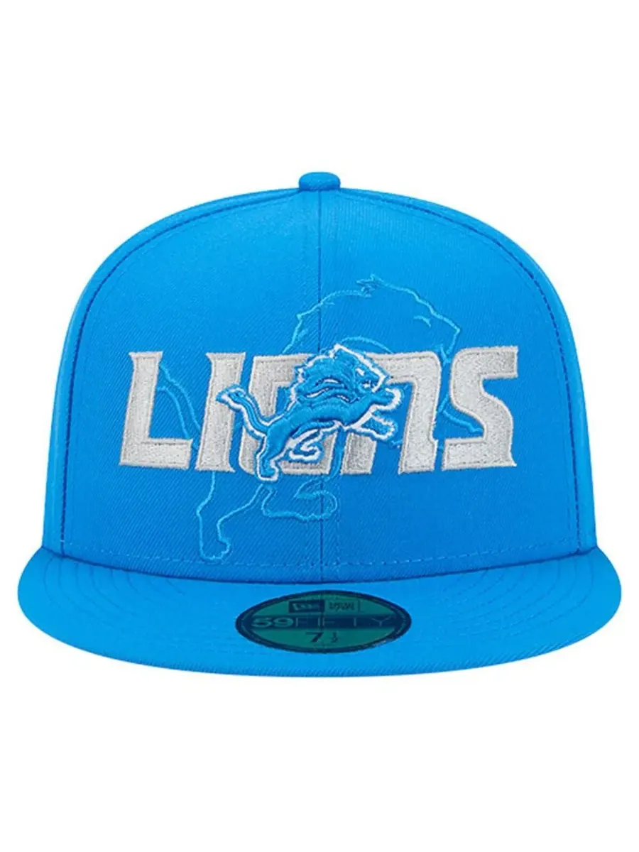 New Era Мужская синяя бейсболка Detroit Lions с накладным логотипом 59FIFTY — изображение 2 из 5, синий