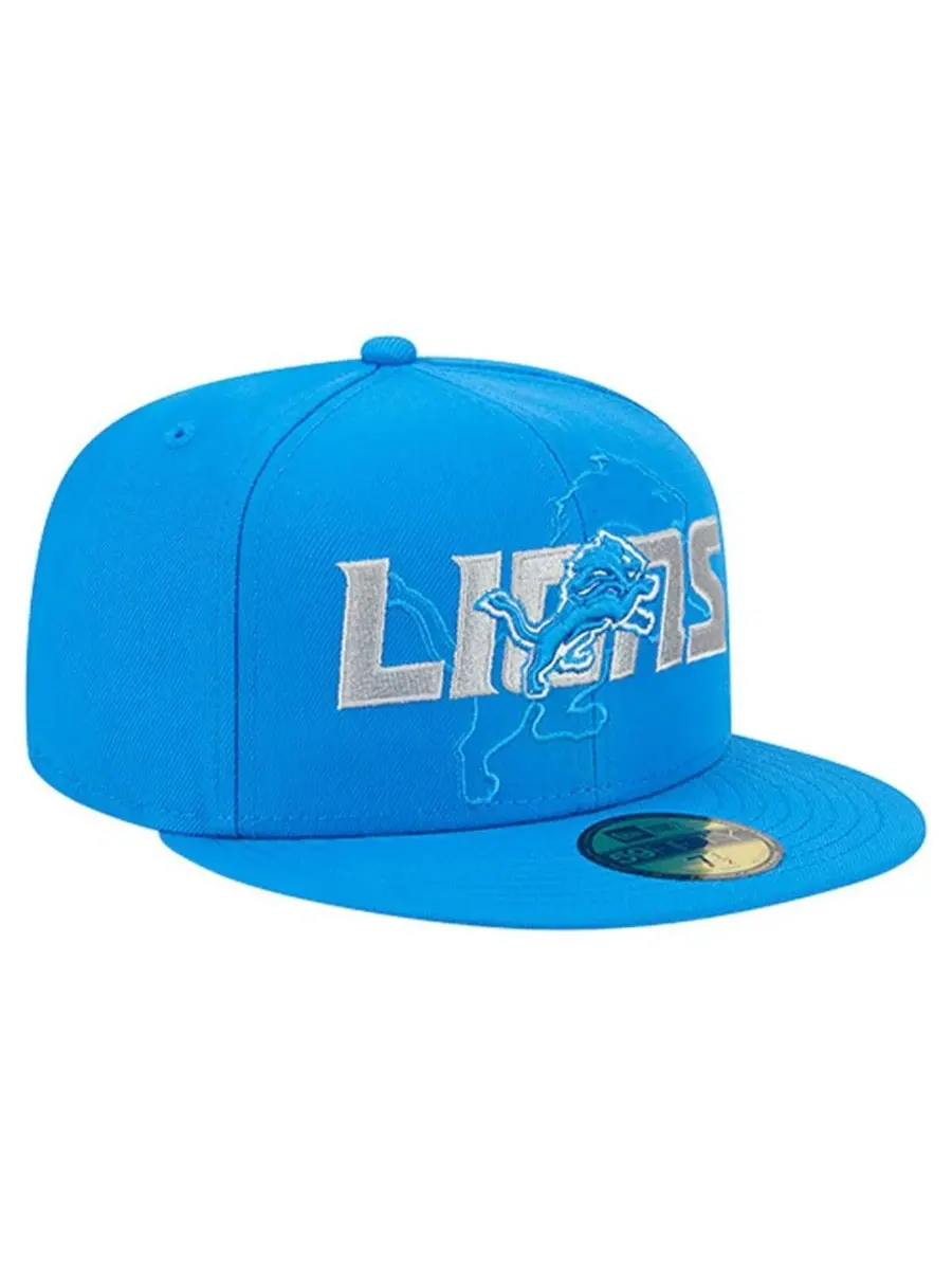 New Era Мужская синяя бейсболка Detroit Lions с накладным логотипом 59FIFTY — изображение 3 из 5, синий