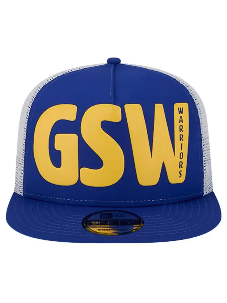 New Era Мужская бейсболка Royal Golden State Warriors с объемным принтом, командный код A-Frame — изображение 2 из 4