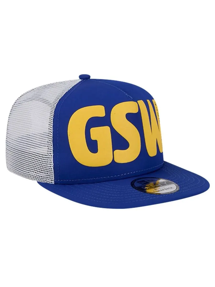 New Era Мужская бейсболка Royal Golden State Warriors с объемным принтом, командный код A-Frame — изображение 3 из 4