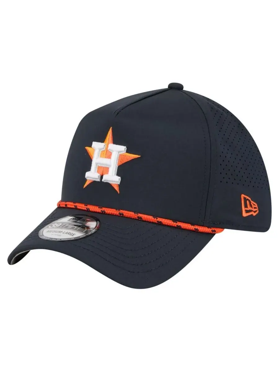 New Era Мужская темно-синяя перфорированная кепка Houston Astros 39THIRTY A-Frame Flex Hat