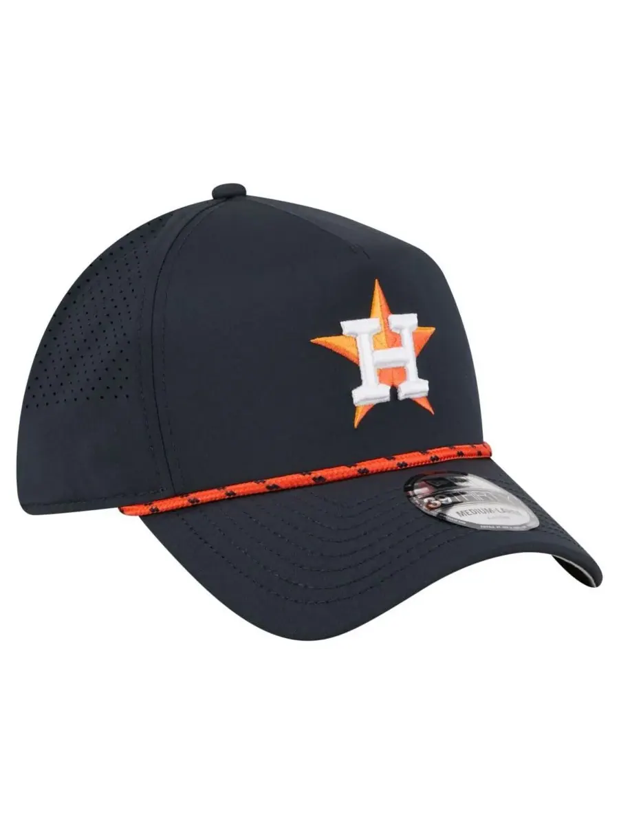 New Era Мужская темно-синяя перфорированная кепка Houston Astros 39THIRTY A-Frame Flex Hat — изображение 3 из 4, темно-синий