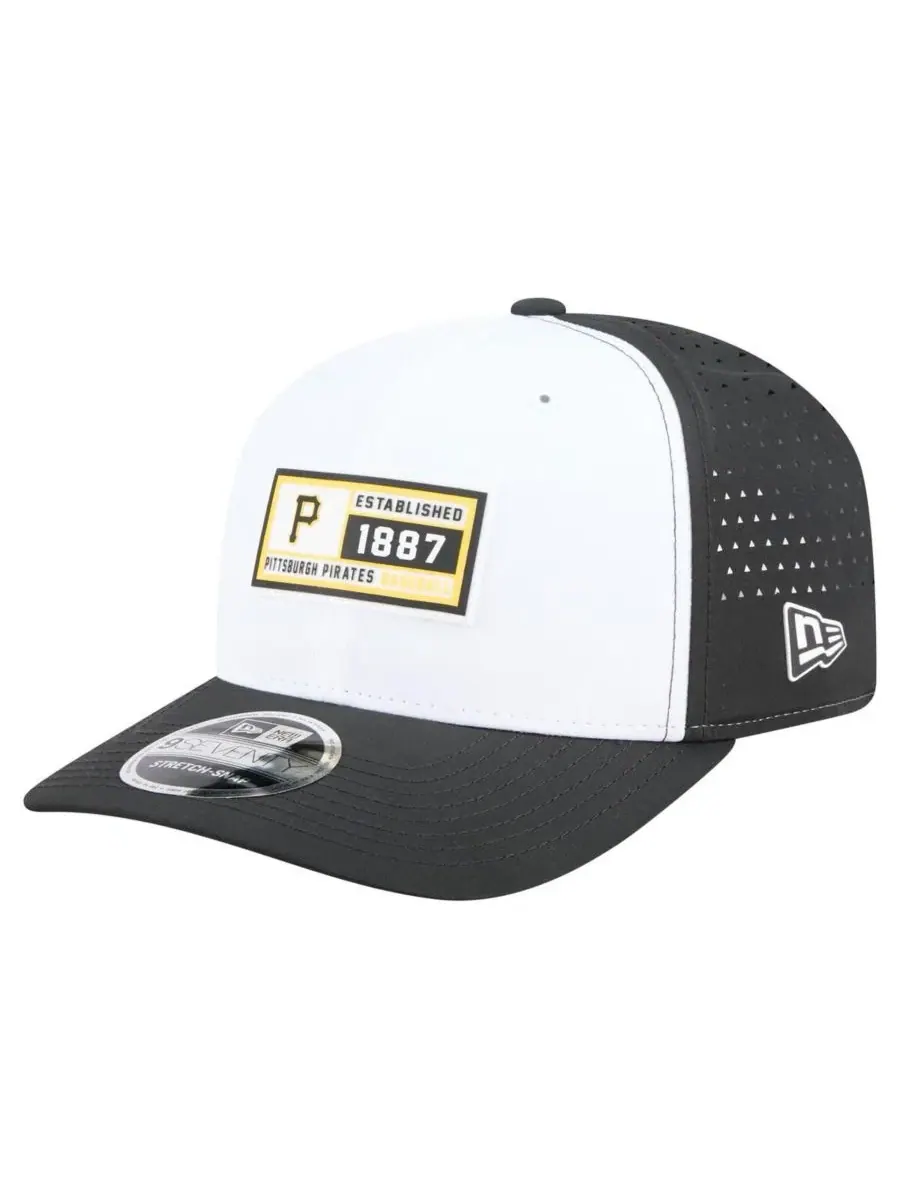 Мужская бело-черная регулируемая кепка Pittsburgh Pirates Established Patch 9SEVENTY New Era