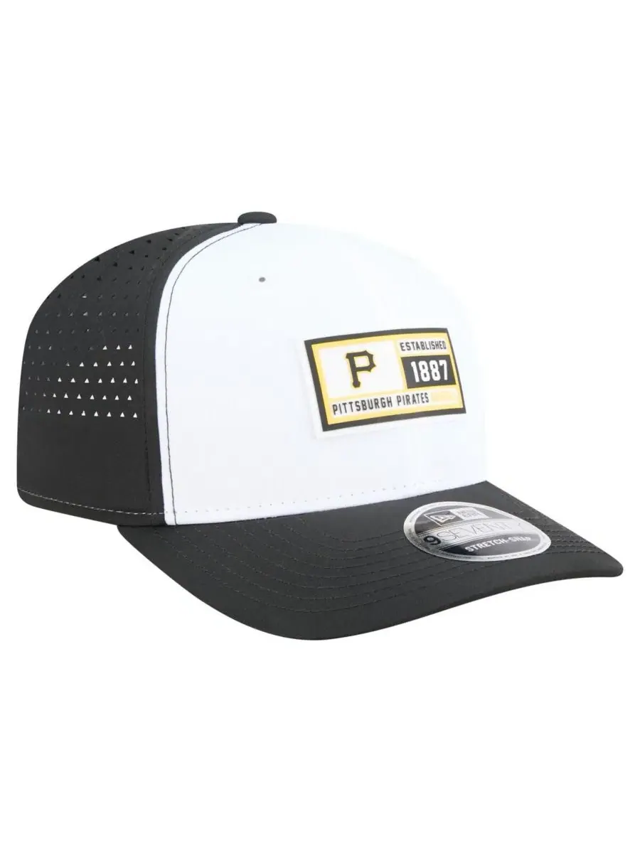 Мужская бело-черная регулируемая кепка Pittsburgh Pirates Established Patch 9SEVENTY New Era — изображение 3 из 4
