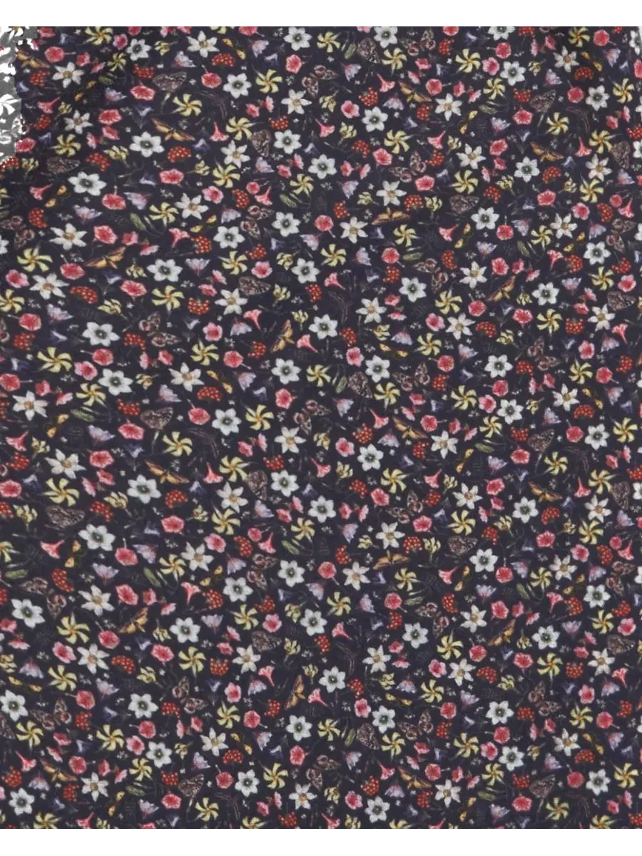 Шарф с кистями, флоральный принт, Floral Ditsy Scarf with Tassels Fable England — изображение 3 из 3, темно-синий