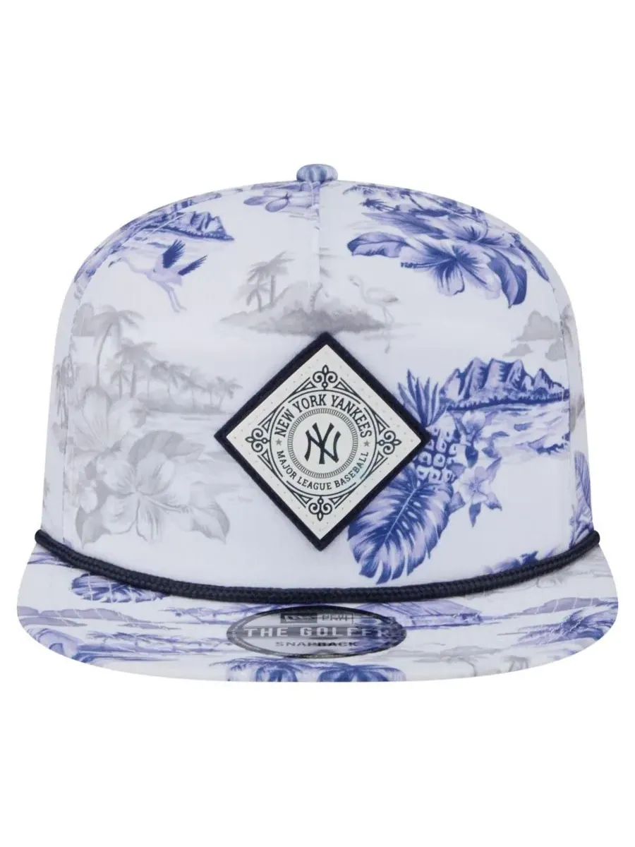 New Era Мужская белая кепка-бейсболка New York Yankees с принтом Island Golfer Snapback — изображение 2 из 5, белый
