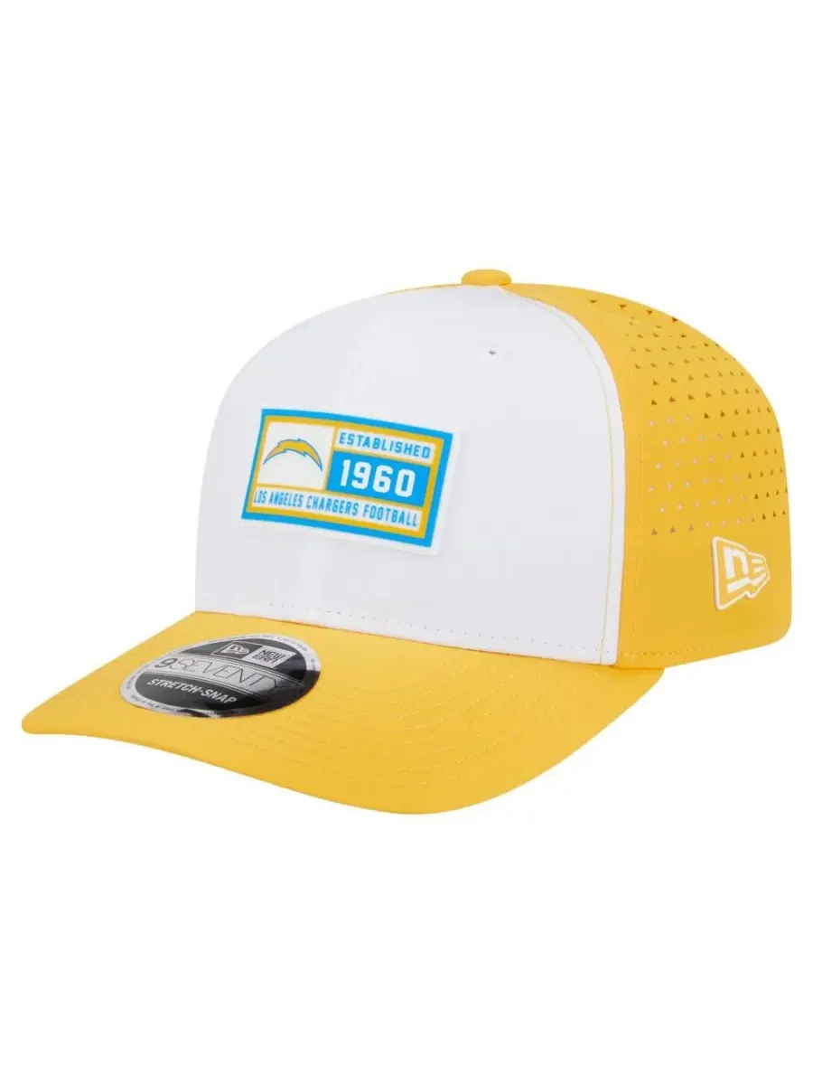 New Era Мужская бело-желтая регулируемая кепка Los Angeles Chargers с нашивкой 9SEVENTY