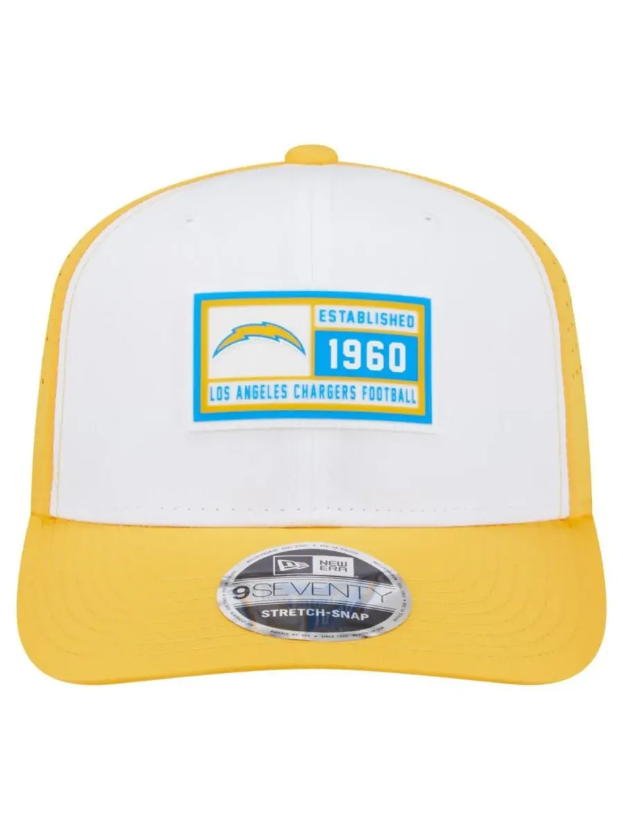 New Era Мужская бело-желтая регулируемая кепка Los Angeles Chargers с нашивкой 9SEVENTY — изображение 2 из 4
