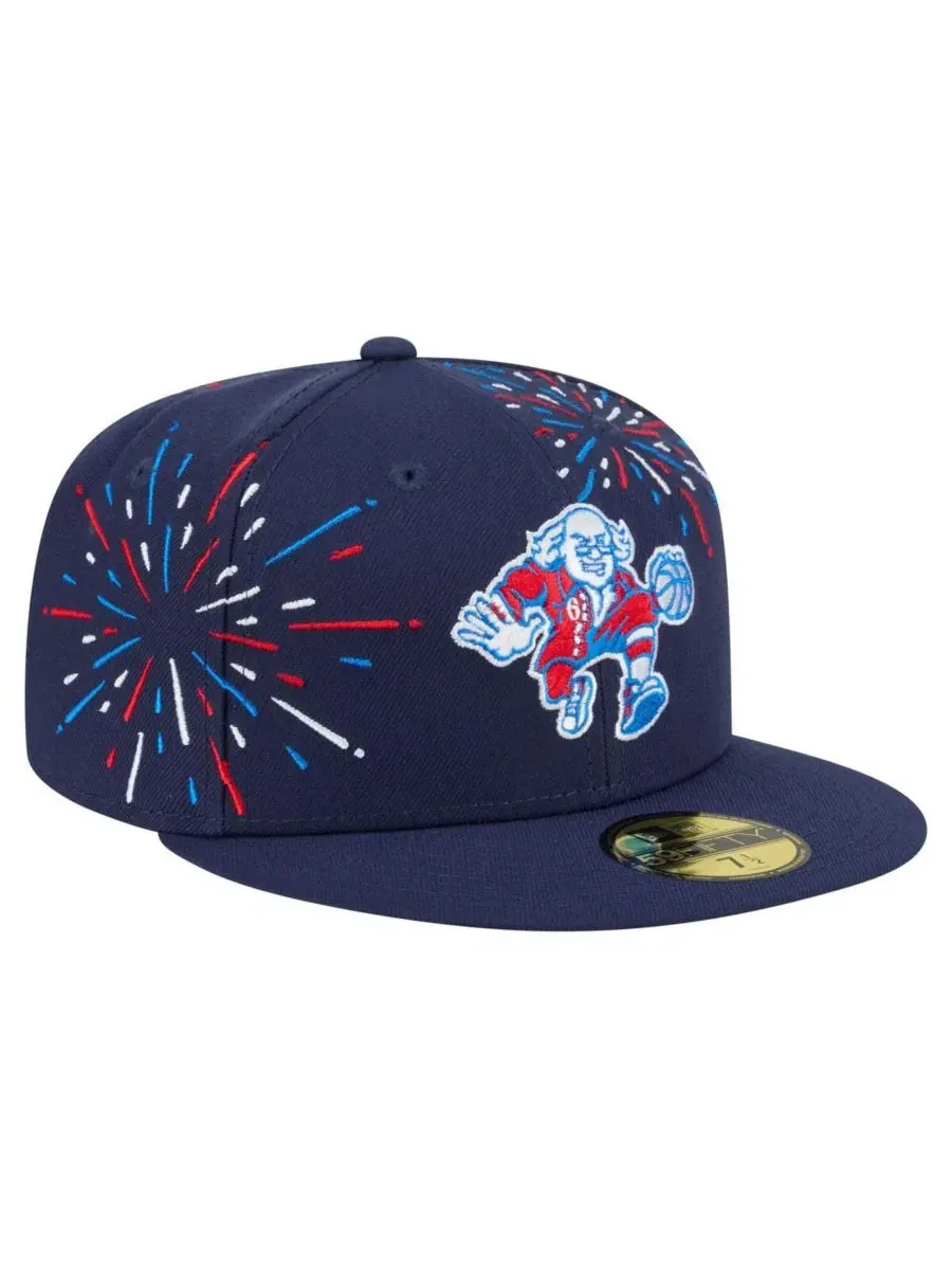 New Era Мужская темно-синяя бейсболка Philadelphia 76ers Americana Fireworks 59FIFTY — изображение 3 из 4, темно-синий
