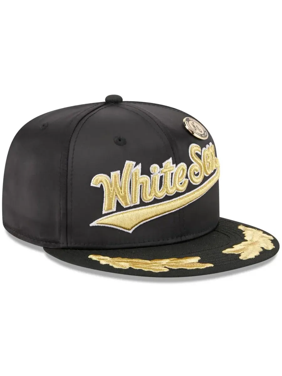 New Era Мужская черная бейсболка Chicago White Sox 2025 59FIFTY Day Gold Leaf 59FIFTY Fitted Hat — изображение 2 из 4, черный