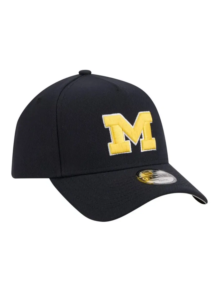 Бейсболка New Era 9FORTY A-Frame с вышивкой Michigan Wolverines — изображение 3 из 5, темно-синий