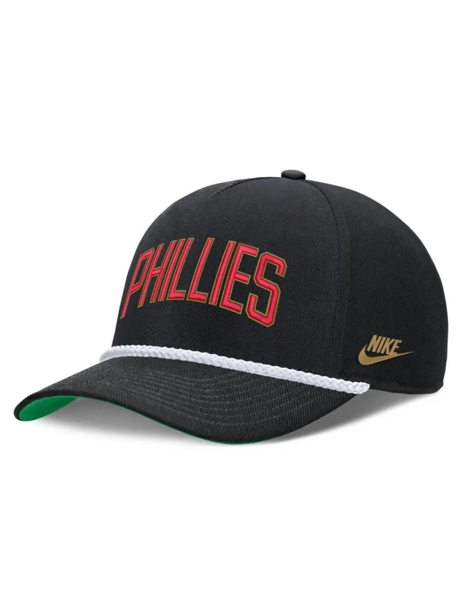Бейсболка с вышивкой Philadelphia Phillies, коллекция Cooperstown Rise Nike — изображение 3 из 5, черный зеленый
