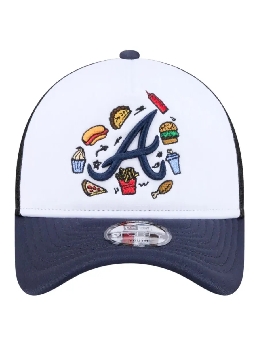 Бейсболка с принтом Food A-Frame 9FORTY Trucker New Era — изображение 5 из 5, белый темно-синий