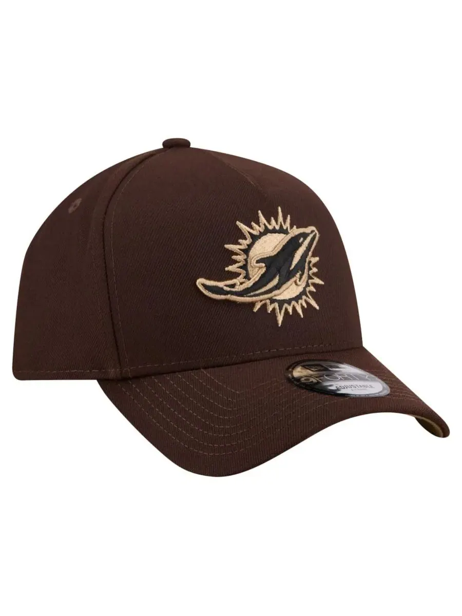 Кепка New Era 9FORTY A-Frame с вышитым логотипом Miami Dolphins — изображение 4 из 5, коричневый