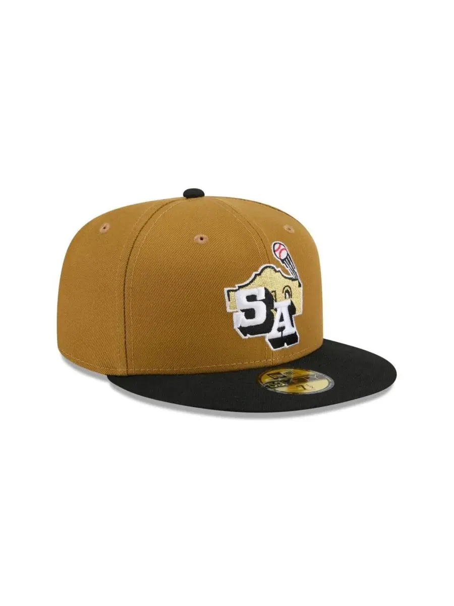 Кепка New Era 59FIFTY с высокой тульей, с вышитым логотипом, San Antonio Missions — изображение 3 из 4, золото