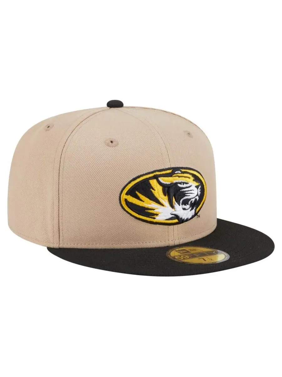 New Era Мужская кепка 59FIFTY цвета хаки с двухцветной расцветкой в стиле команды Missouri Tigers — изображение 4 из 5