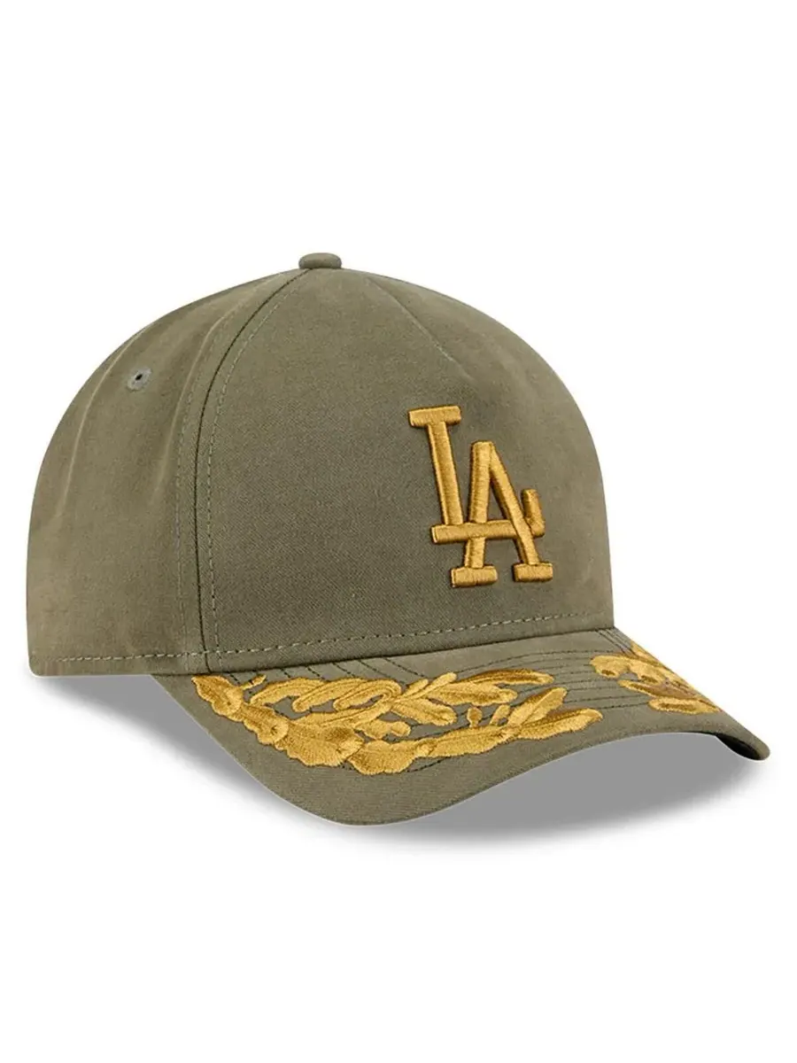 New Era Мужская кепка Los Angeles Dodgers A-Frame 9FORTY с регулируемым размером — изображение 2 из 4, оливковый