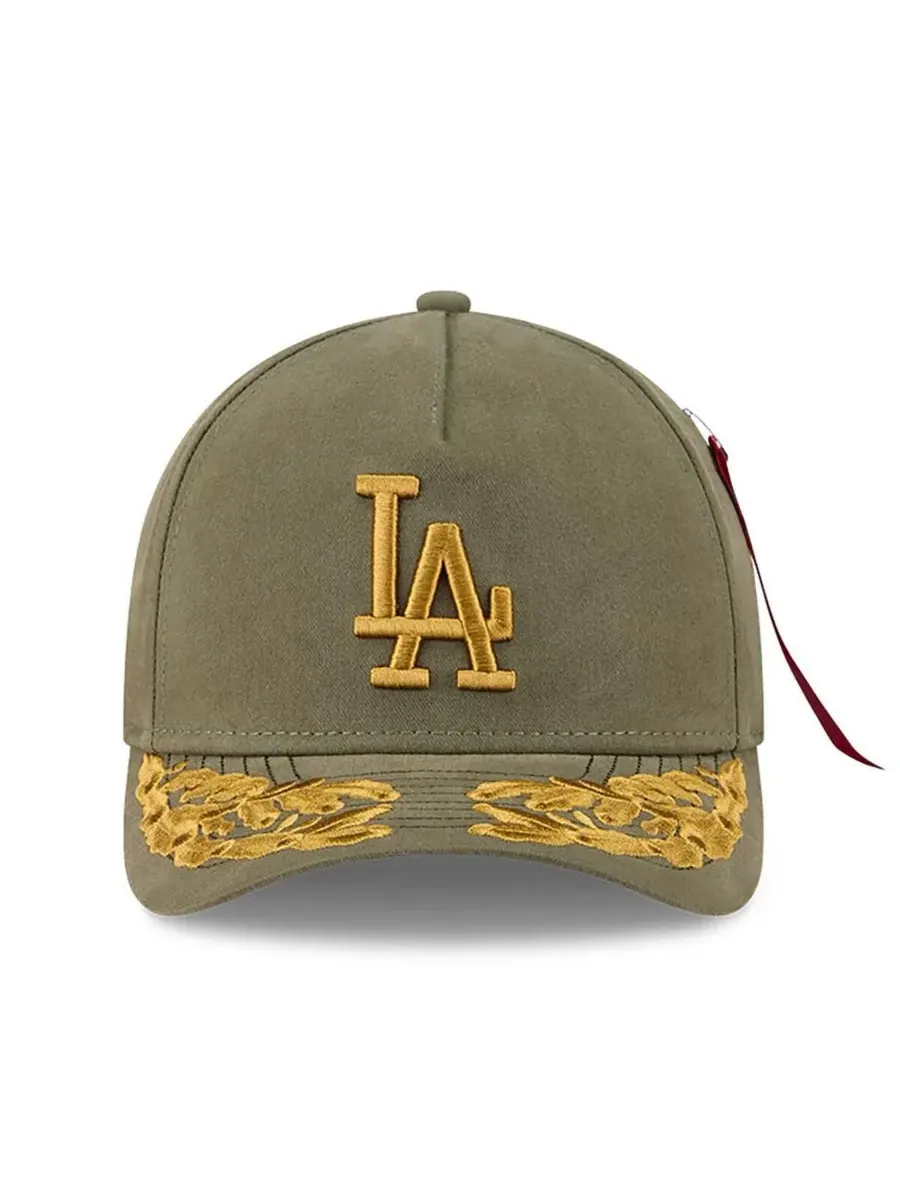 New Era Мужская кепка Los Angeles Dodgers A-Frame 9FORTY с регулируемым размером — изображение 3 из 4, оливковый