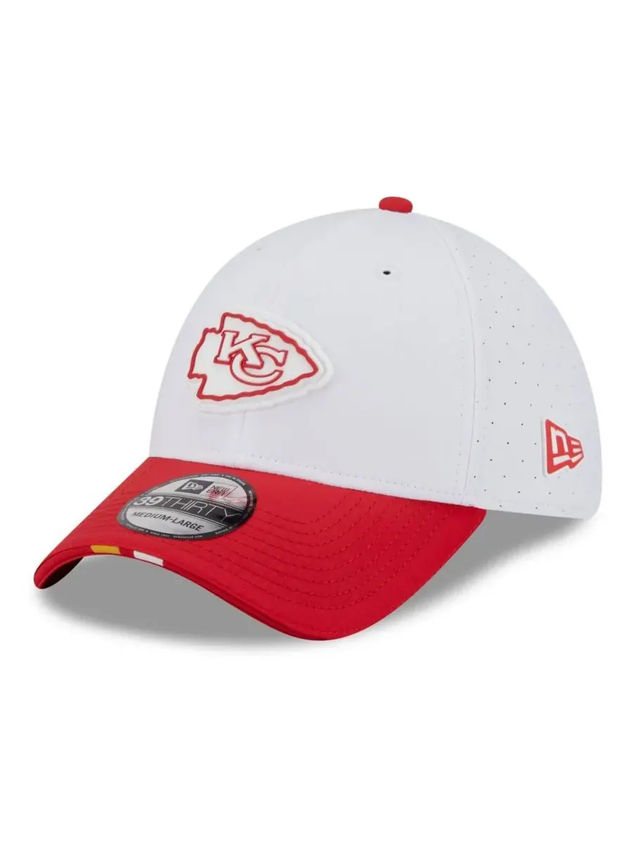 New Era Мужская бело-красная кепка Kansas City Chiefs 2025 NFL Training Camp 39THIRTY Flex Hat