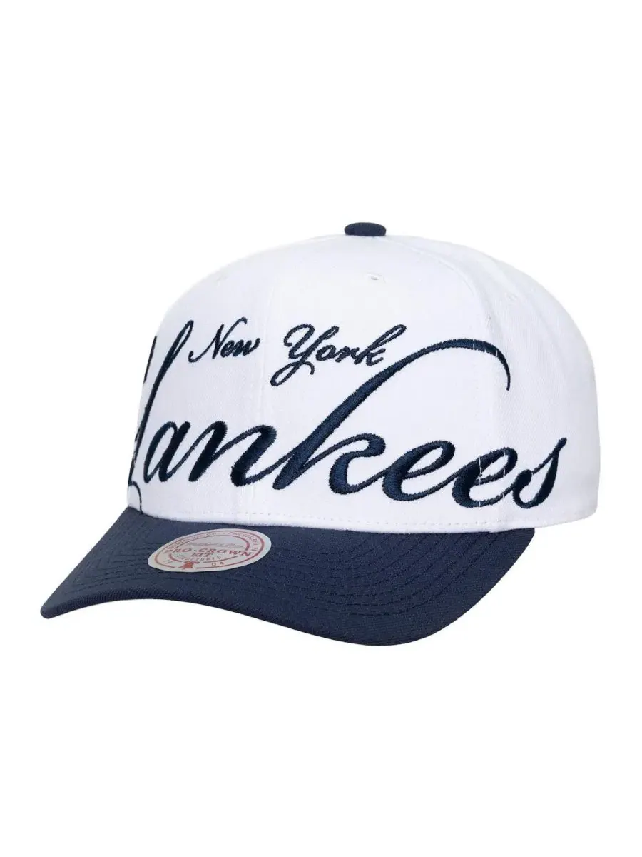 Бейсболка с вышивкой New York Yankees XL Script Pro Crown Mitchell & Ness — изображение 5 из 5, белый темно-синий