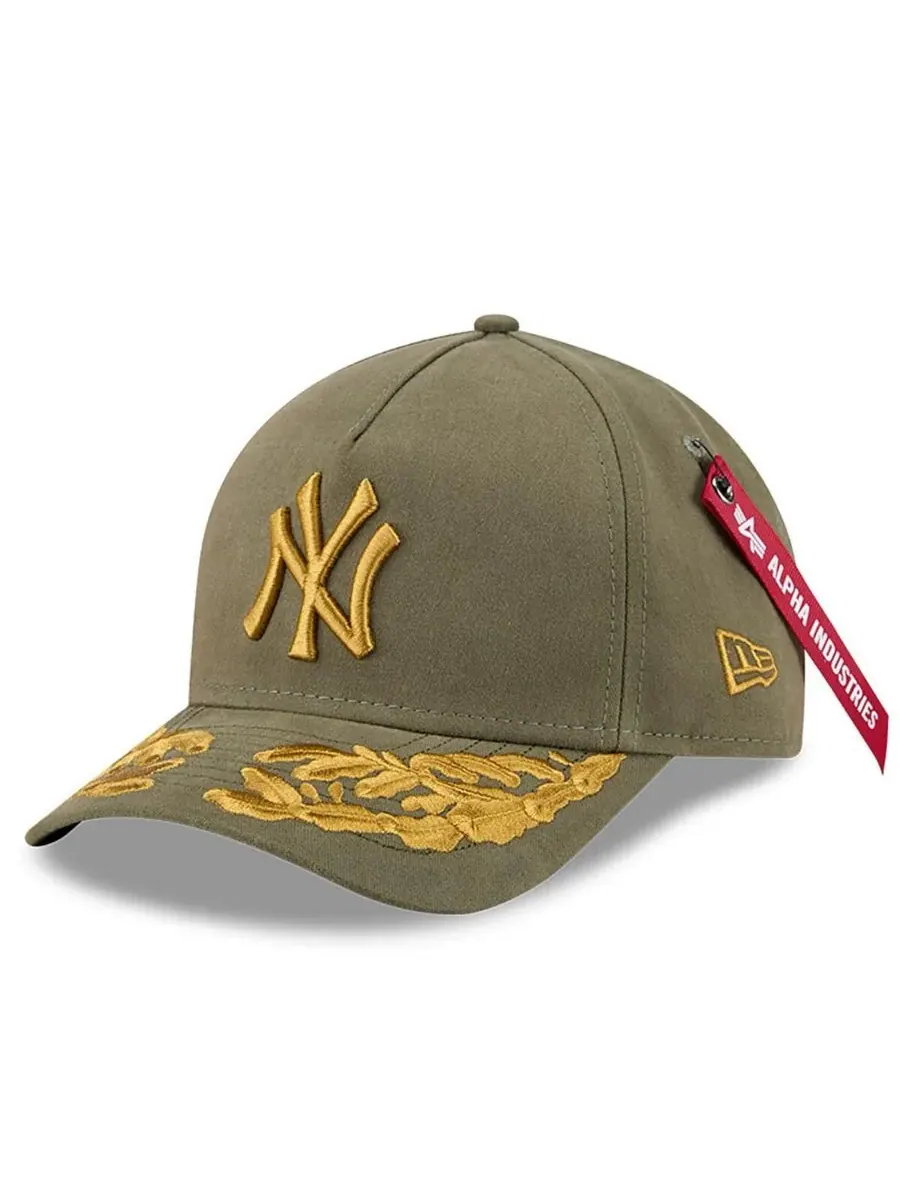 New Era Мужская регулируемая бейсболка Alpha Industries оливкового цвета с логотипом New York