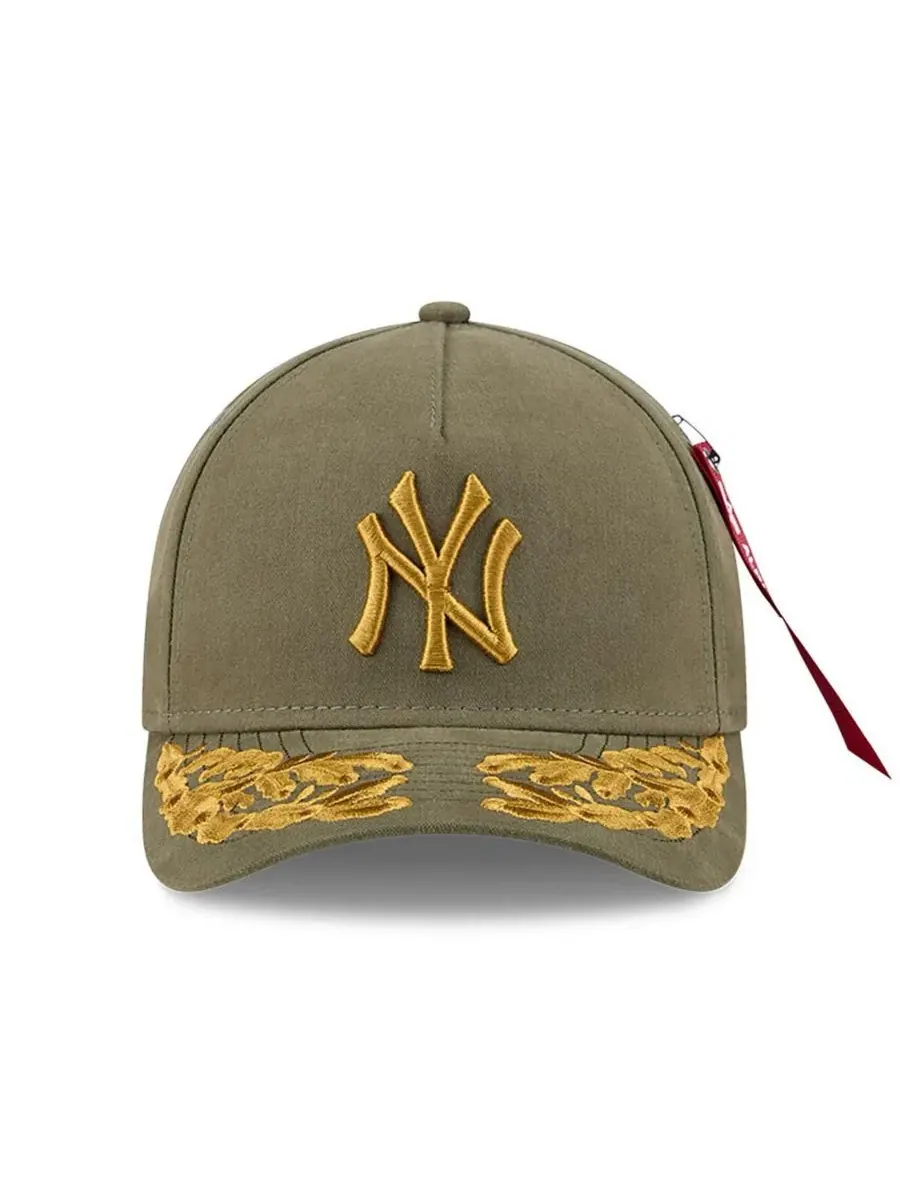 New Era Мужская регулируемая бейсболка Alpha Industries оливкового цвета с логотипом New York — изображение 2 из 4, оливковый