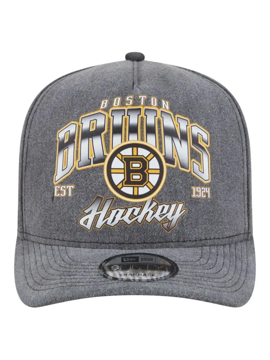 New Era Мужская бейсболка Boston Bruins Throwback Washed A-Frame Pre-Curved 9FIFTY Snapback — изображение 2 из 4, темно-серый