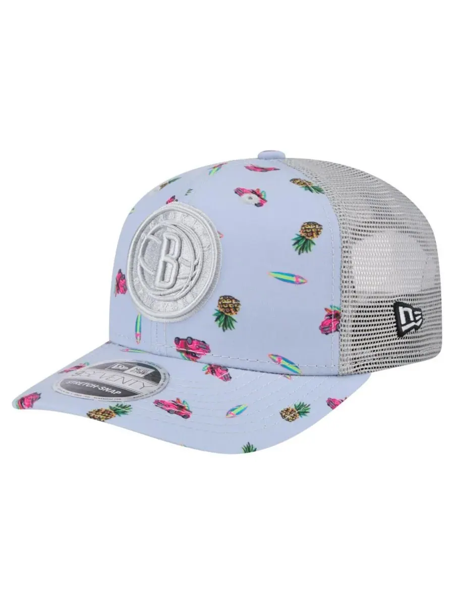 New Era Мужская светло-голубая/серая кепка Brooklyn Nets Adventure Aloha Pattern 9SEVENTY с