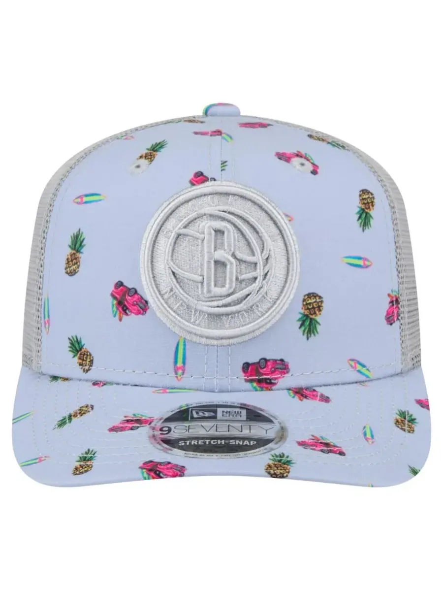 New Era Мужская светло-голубая/серая кепка Brooklyn Nets Adventure Aloha Pattern 9SEVENTY с — изображение 4 из 4