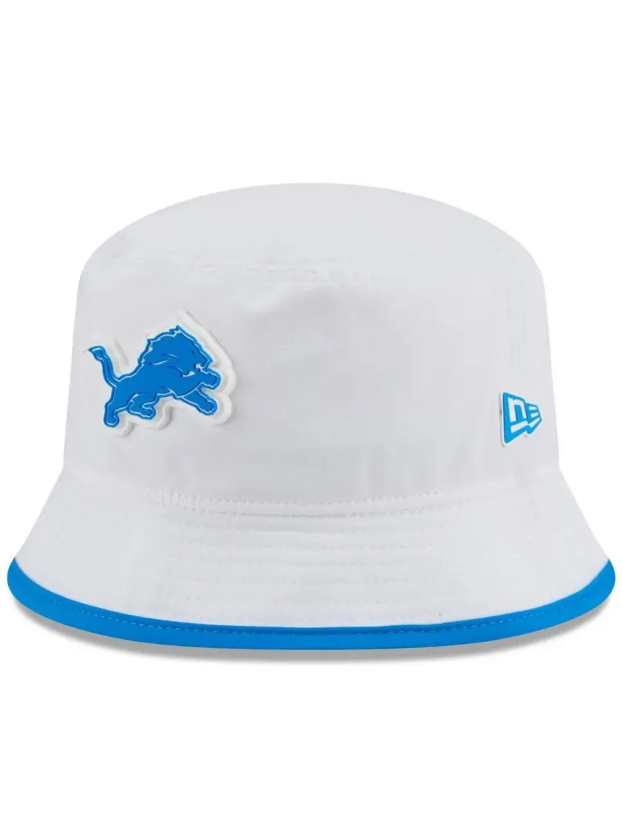 New Era Мужская белая панама Detroit Lions 2025 NFL Training Camp Stretch Bucket Hat