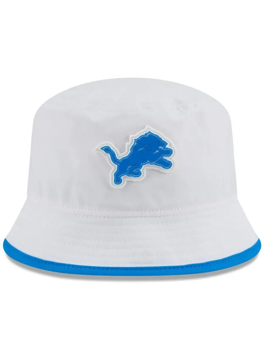 New Era Мужская белая панама Detroit Lions 2025 NFL Training Camp Stretch Bucket Hat — изображение 2 из 5, белый
