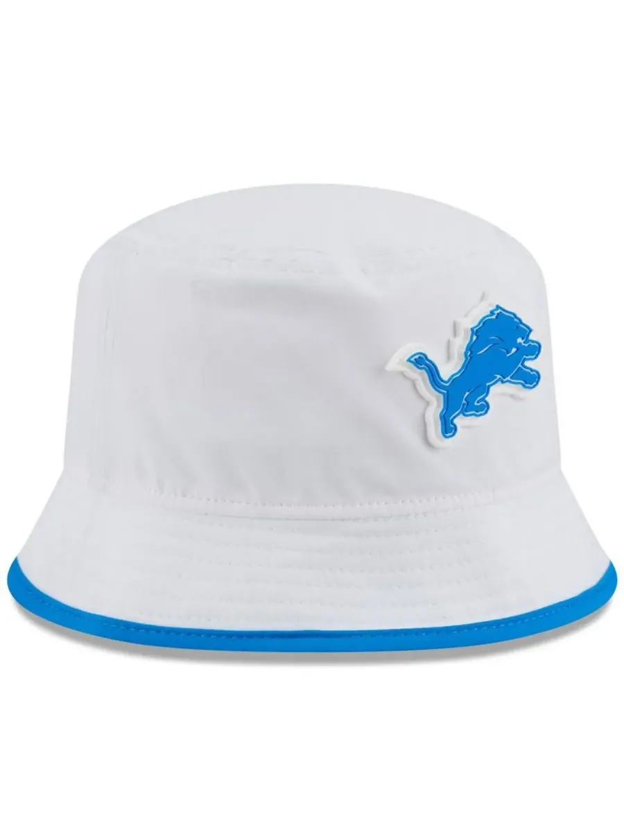 New Era Мужская белая панама Detroit Lions 2025 NFL Training Camp Stretch Bucket Hat — изображение 3 из 5, белый