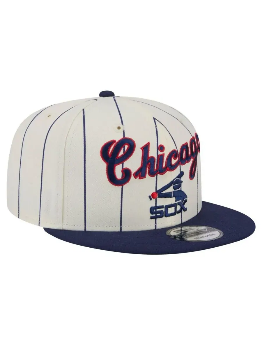 New Era Мужская кремовая бейсболка Chicago White Sox в полоску 9FIFTY с застежкой-регулятором — изображение 4 из 5, бежевый