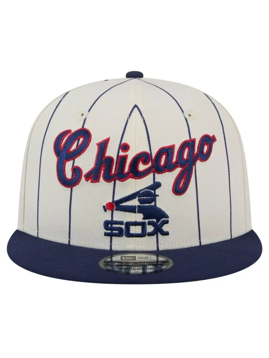 New Era Мужская кремовая бейсболка Chicago White Sox в полоску 9FIFTY с застежкой-регулятором — изображение 5 из 5, бежевый
