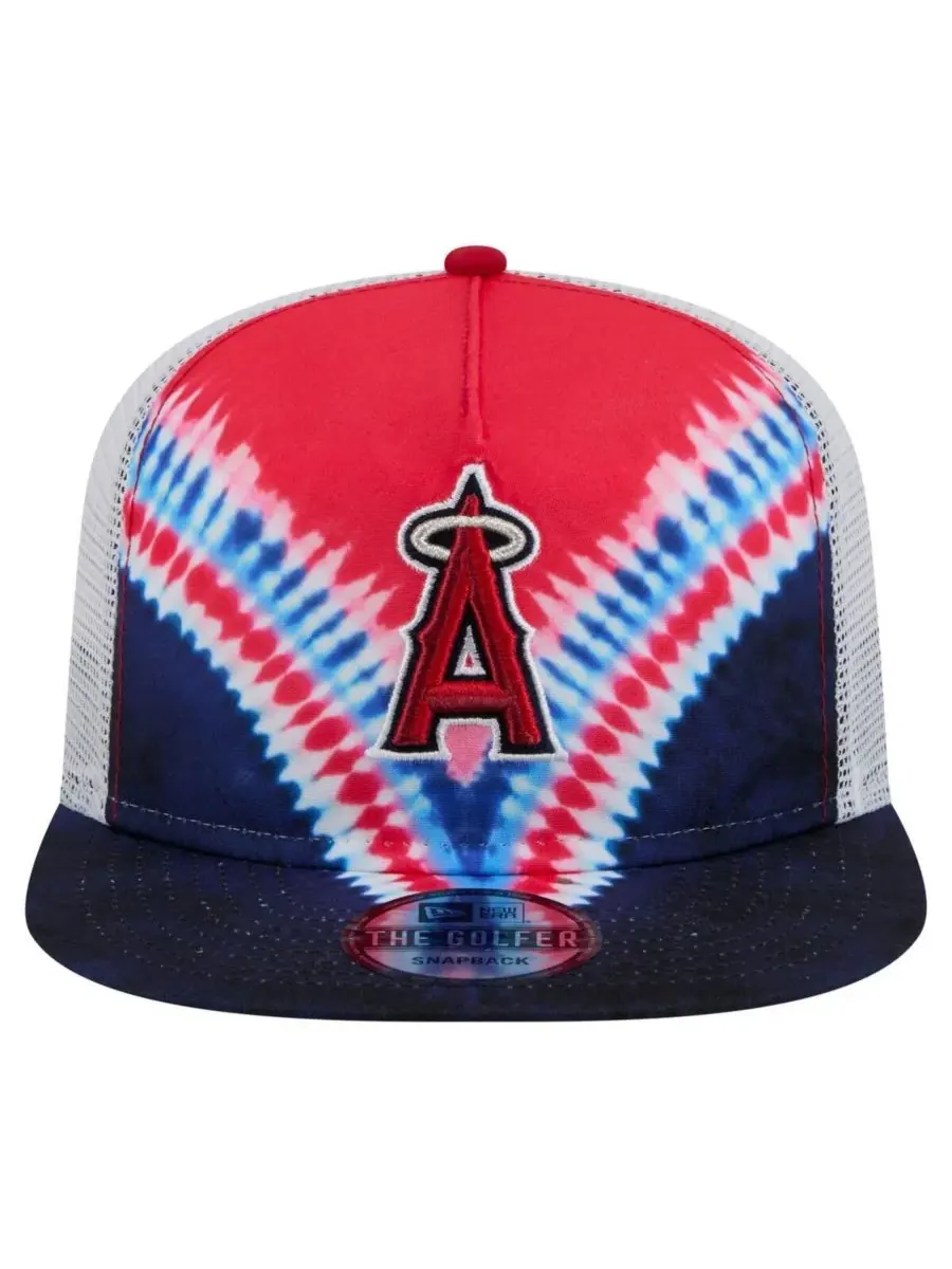 Мужская регулируемая кепка-тракер в стиле тай-дай с символикой Los Angeles Angels New Era — изображение 2 из 4, красный