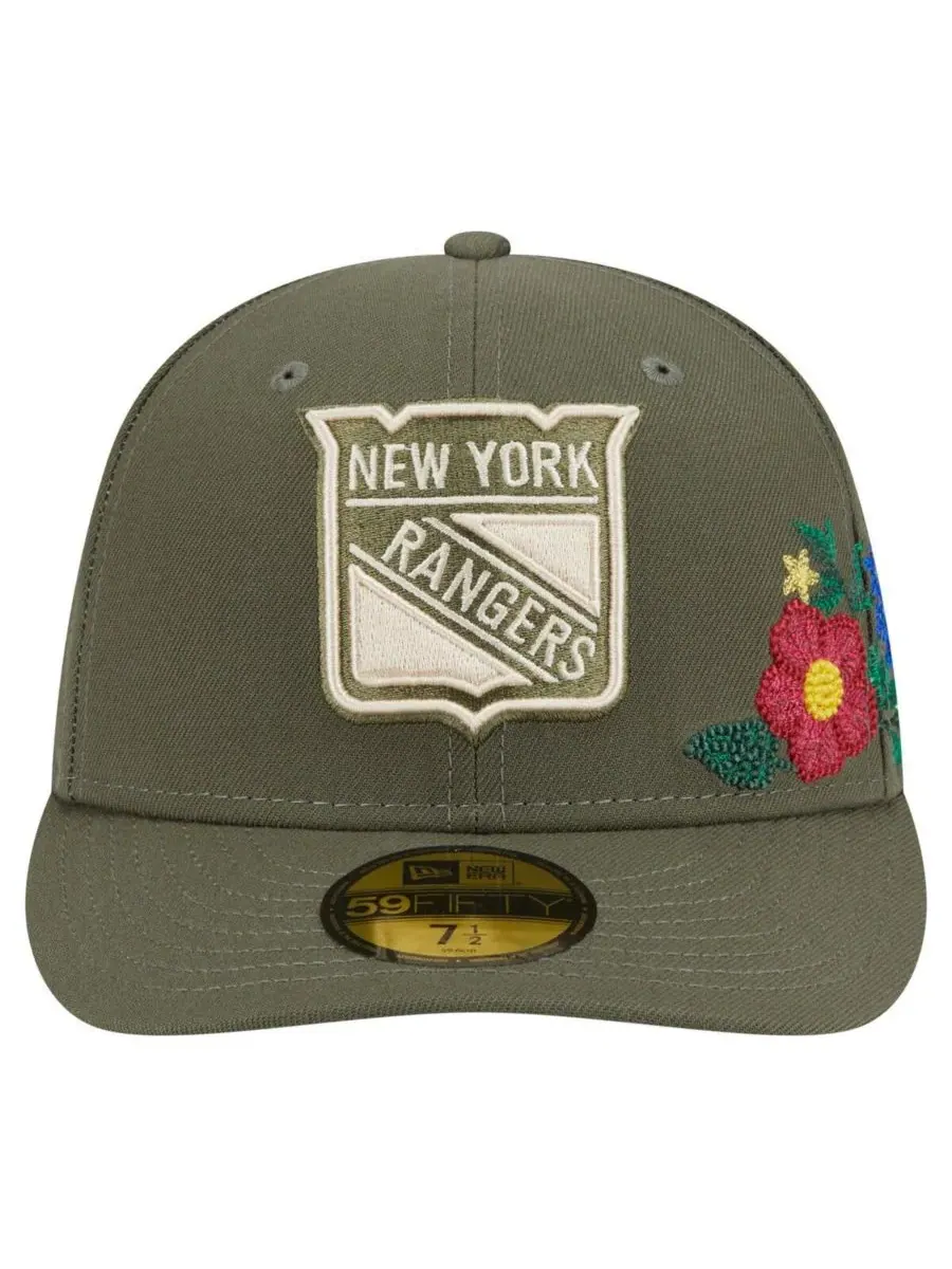 New Era Мужская кепка 59FIFTY оливкового цвета с цветочным принтом в тон цвета команды New York — изображение 3 из 4