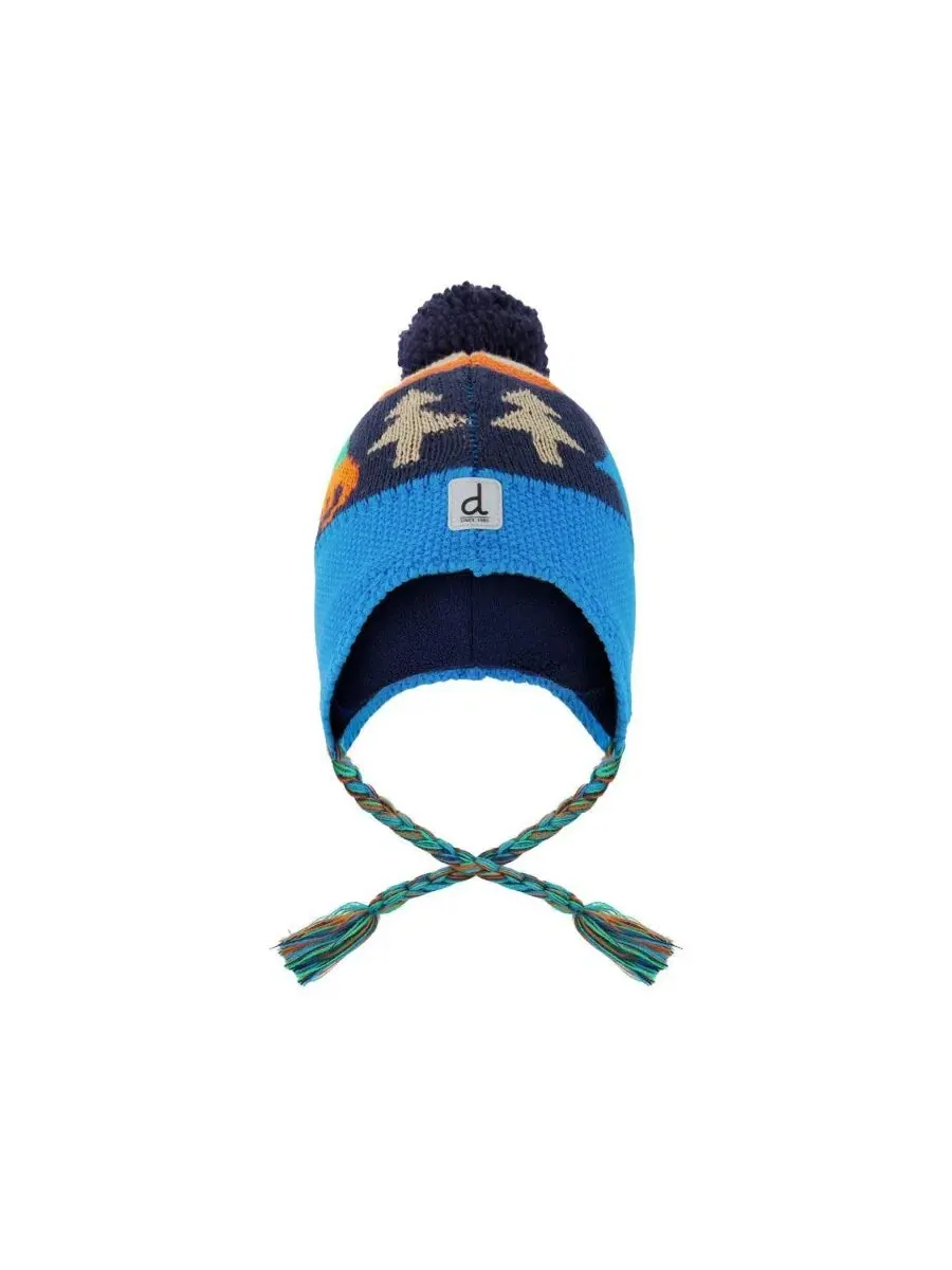 Детская вязаная шапка с помпоном Blue Dinosaur Print Deux par Deux