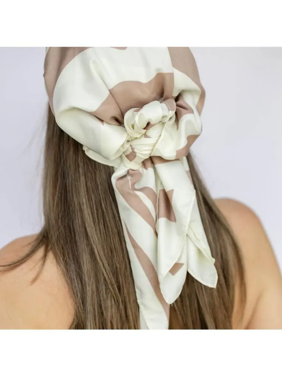 Шелковый платок-повязка на голову с полосатым принтом, Satin Striped Headscarf Headbands of Hope — изображение 3 из 10