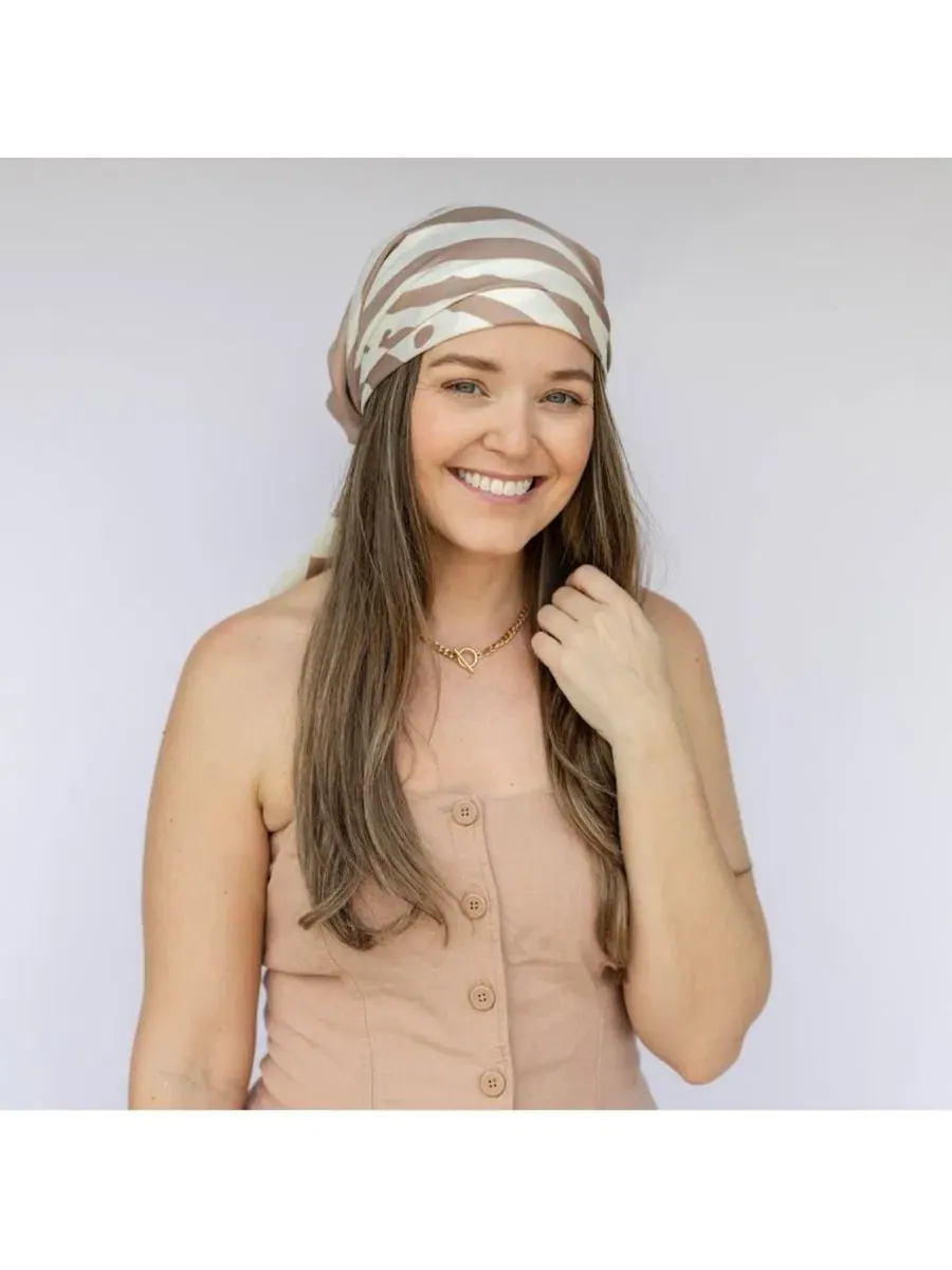 Шелковый платок-повязка на голову с полосатым принтом, Satin Striped Headscarf Headbands of Hope — изображение 6 из 10