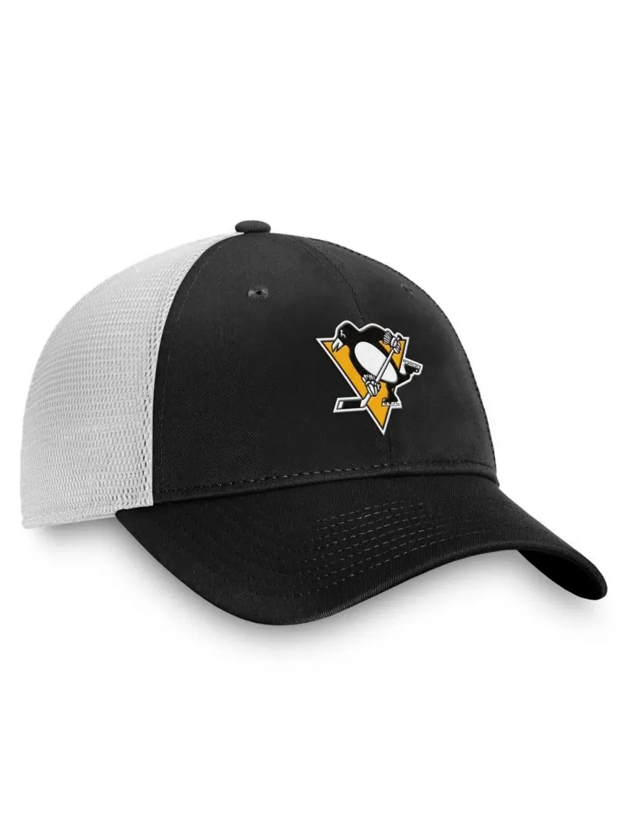 Кепка-тракер с вышитым логотипом Pittsburgh Penguins Fanatics — изображение 3 из 4, черный белый