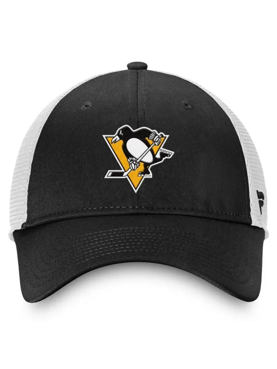 Кепка-тракер с вышитым логотипом Pittsburgh Penguins Fanatics — изображение 4 из 4, черный белый