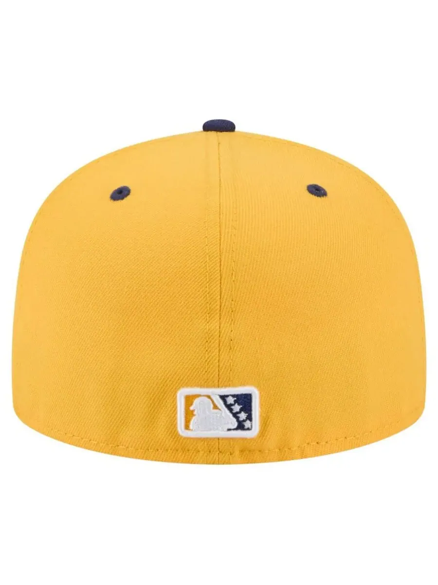 New Era Мужская кепка Montgomery Biscuits Authentic Collection 59FIFTY золотисто-синего цвета — изображение 2 из 4