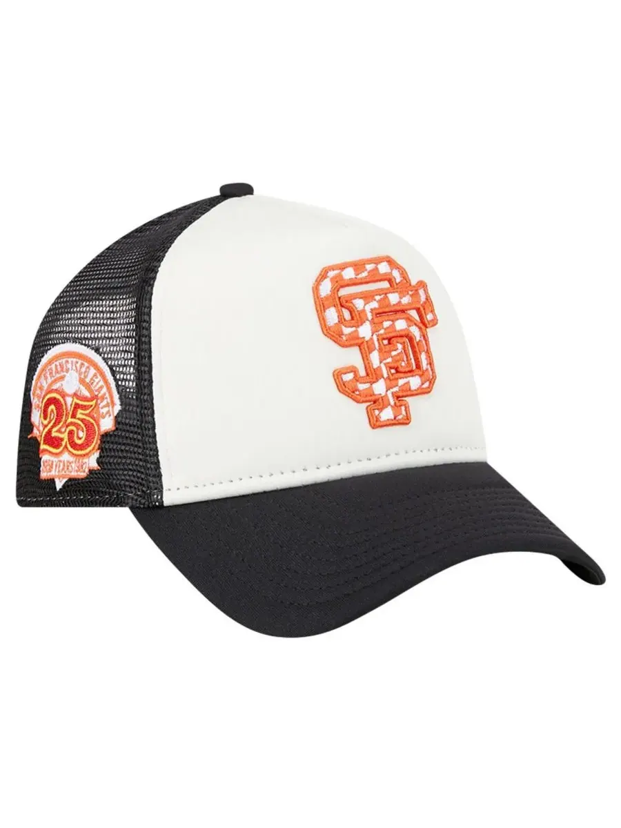 New Era Мужская белая/черная кепка-тракер San Francisco Giants с клетчатым флагом и регулируемым