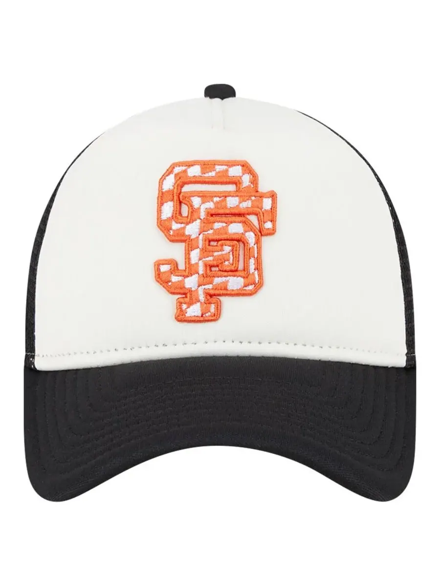 New Era Мужская белая/черная кепка-тракер San Francisco Giants с клетчатым флагом и регулируемым — изображение 2 из 4