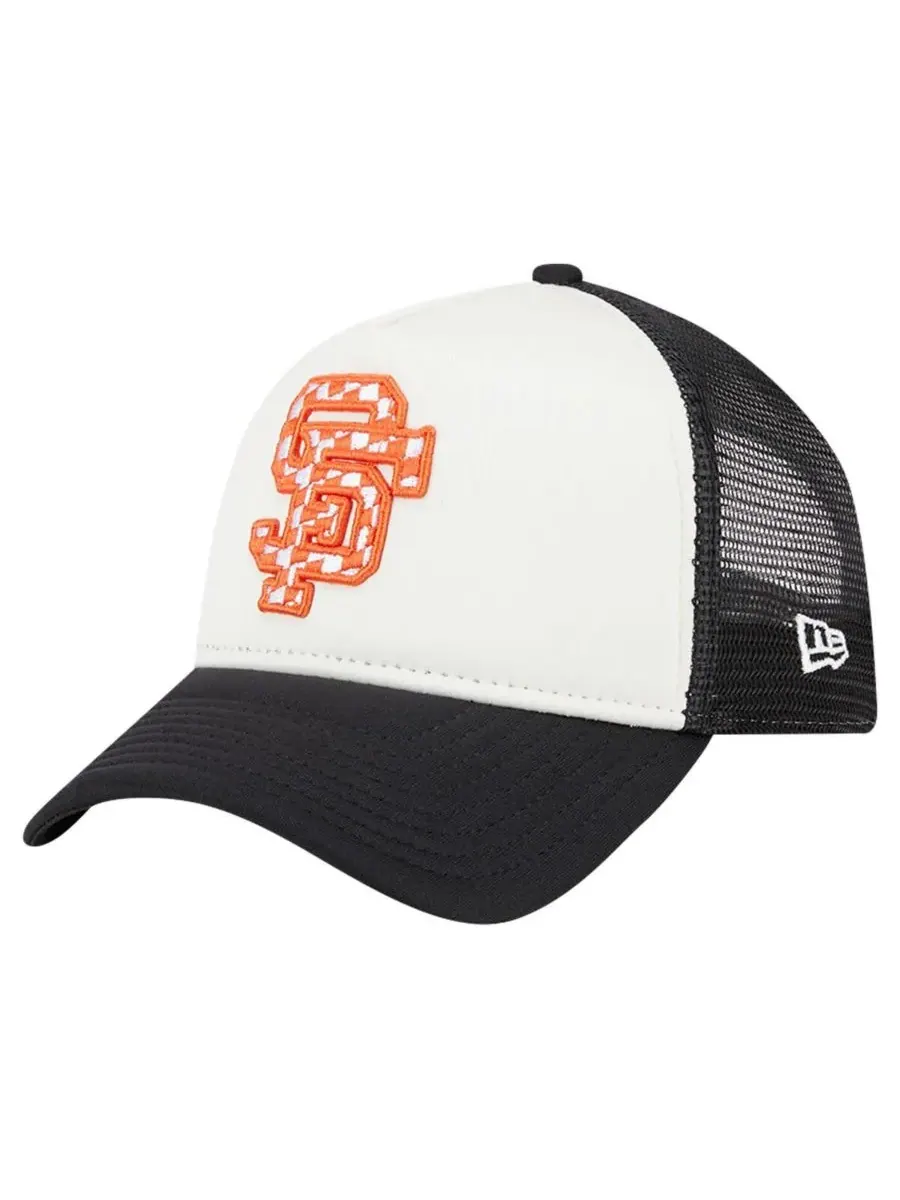 New Era Мужская белая/черная кепка-тракер San Francisco Giants с клетчатым флагом и регулируемым — изображение 3 из 4