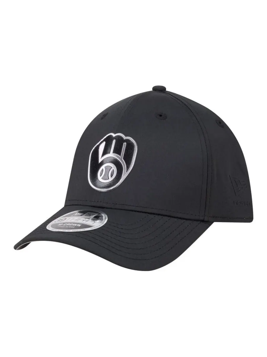 Мужская черная бейсболка Milwaukee Brewers Metallic 39THIRTY M-Crown Flex Hat New Era