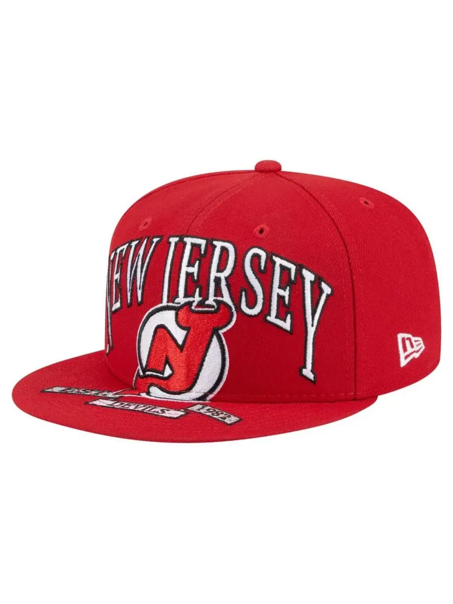New Era Мужская красная бейсболка New Jersey Devils Oversized Vintage Arch 59Fifty Fitted Hat